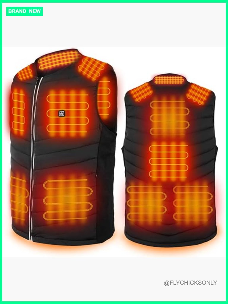 Heated Vest With 9 Heating Zones, Nylon Blend, Zipper Closure
